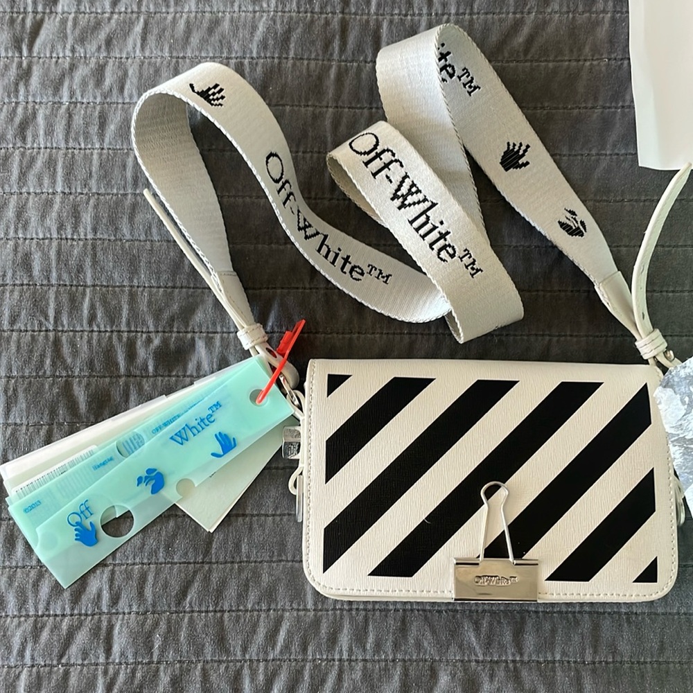 Off-White Black and White Striped Shoulder Bag